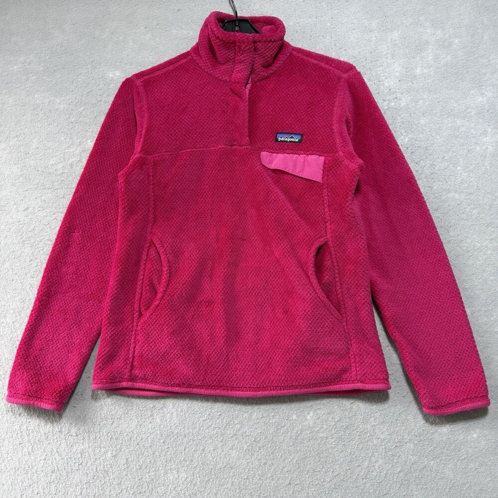 Patagonia Pullover Jacket Women’s SZ S Hot Pink Re-Tool Snap Funnel Neck Fleece